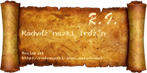 Radvánszki Irén névjegykártya